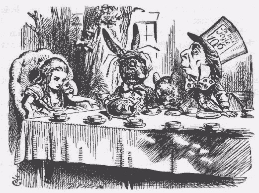 Alice's Tea Party; illustration by John Tenniel